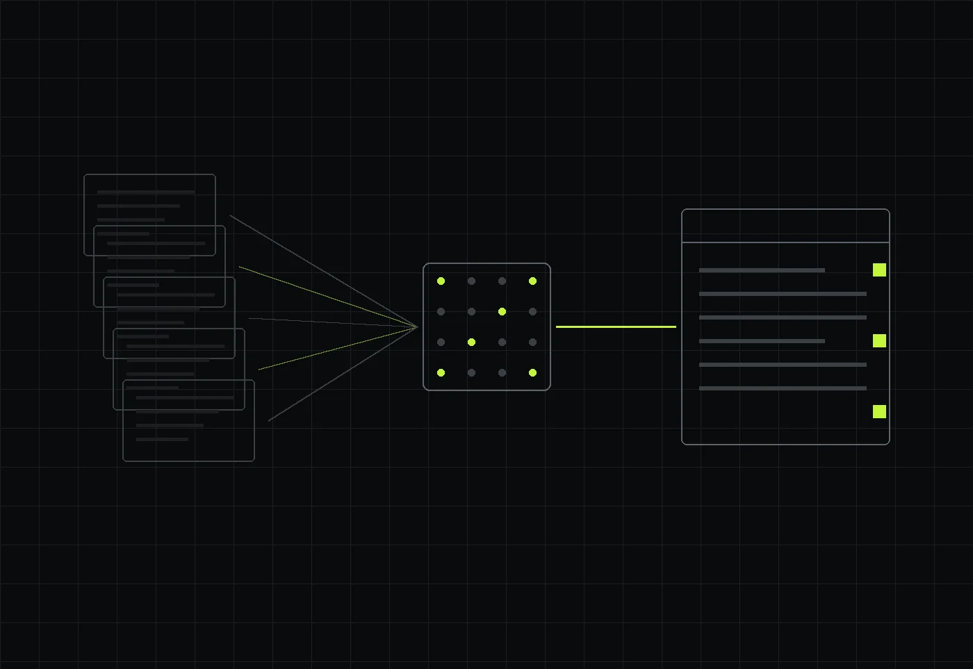 Schematic: source documents feed an index, and answers return with citations resolving back to the source.